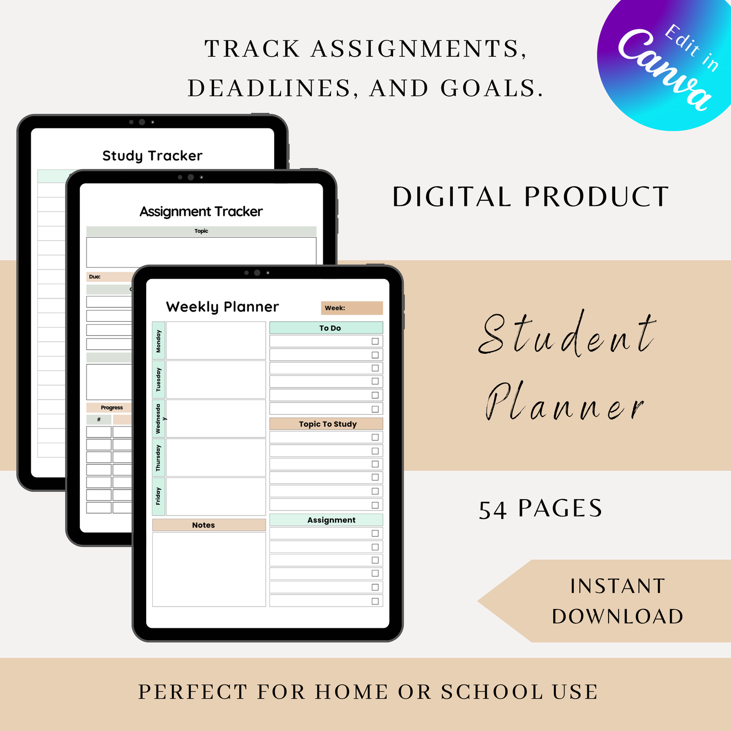 Editable Student Planner Template