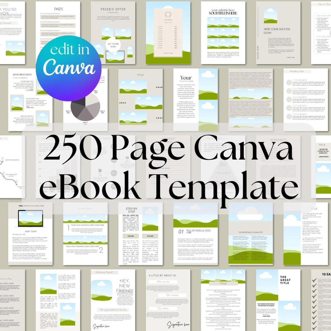 250 Page Canva Ebook Templates